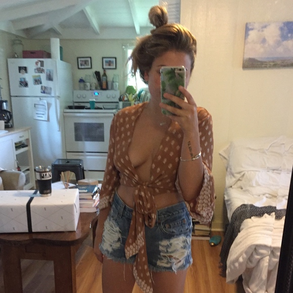 Faithfull the Brand Tops - Faithfull The Brand Burnt Orange Kimono Wrap Top